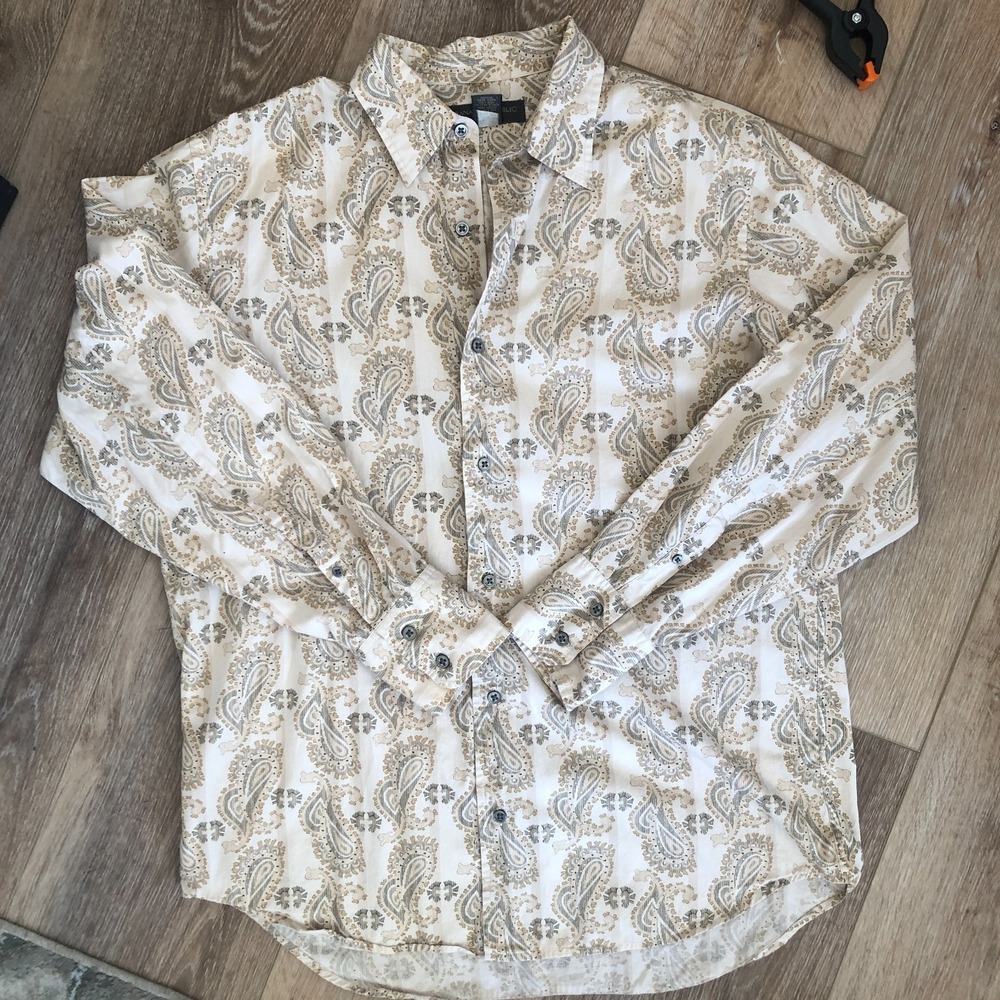 Banana Republic Men's Button Front Paisley Business Casual Cotton Shirt Sz L